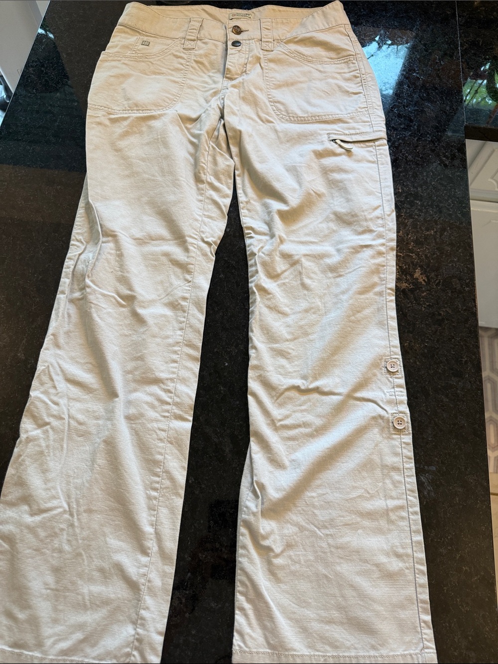 Royal Robbins Light Beige Wide-Leg Utility Jeans